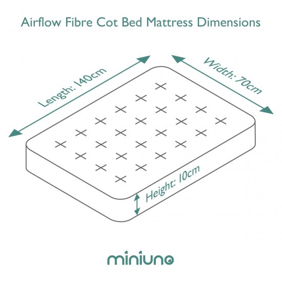 Miniuno Airflow Fibre Deluxe Cot Bed Mattress 140 x 70 x 10cm